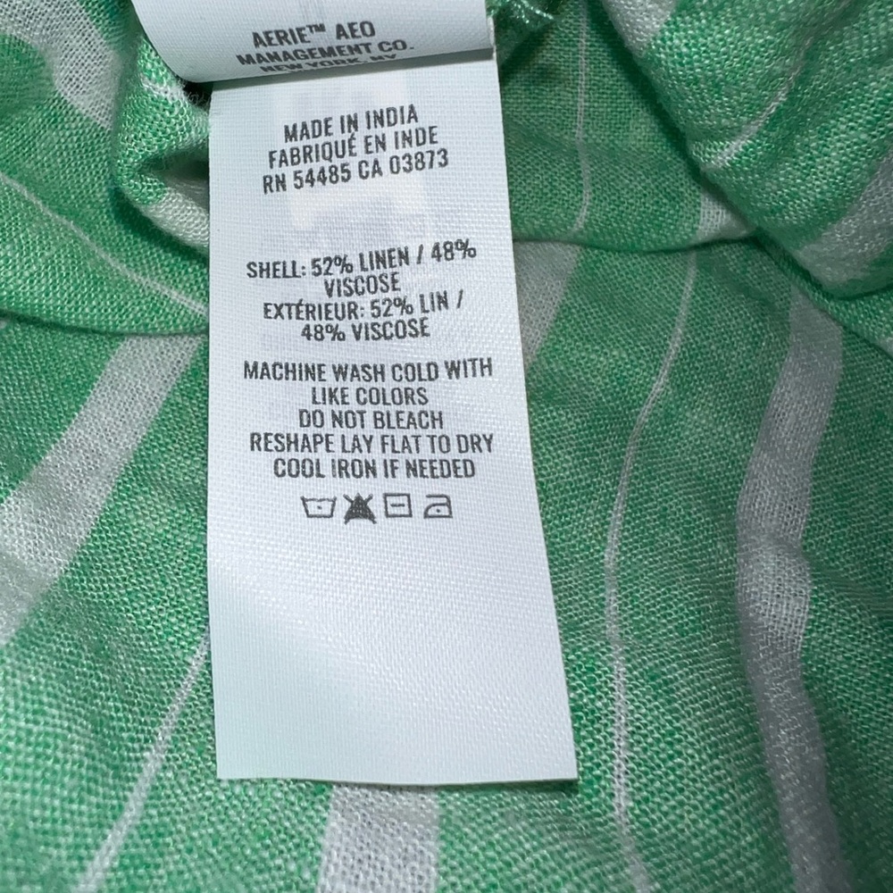 Aerie Linen Blend Long Sleeve Button Down Shirt And Shorts Set - Picture 13 of 13